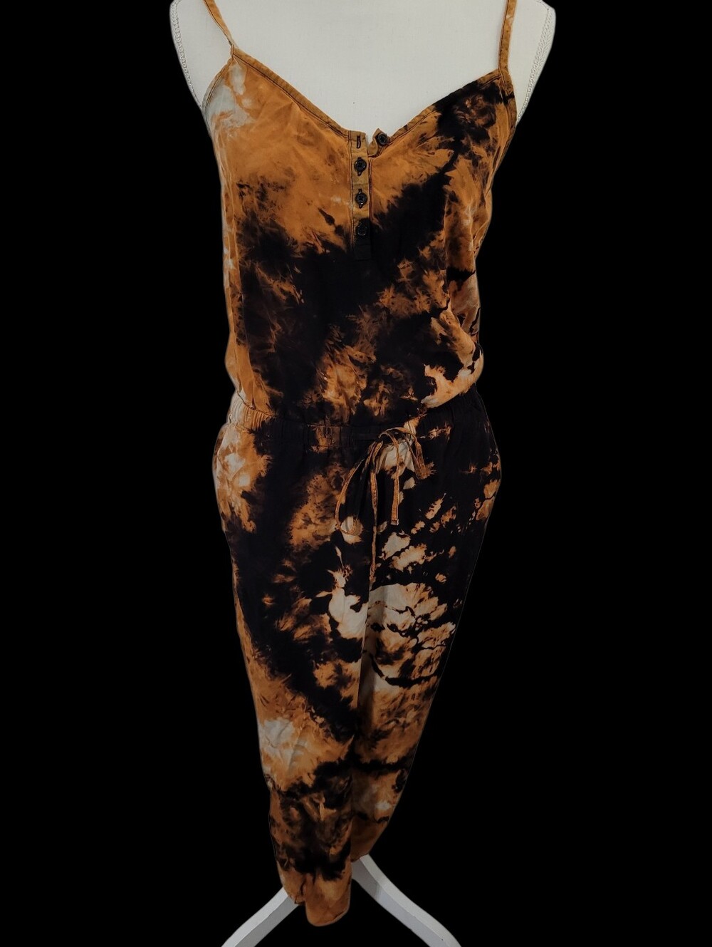 Hand Dyed Halloween Grunge Whimsigoth Sleeveless Jumpsuit Medium Unique Art